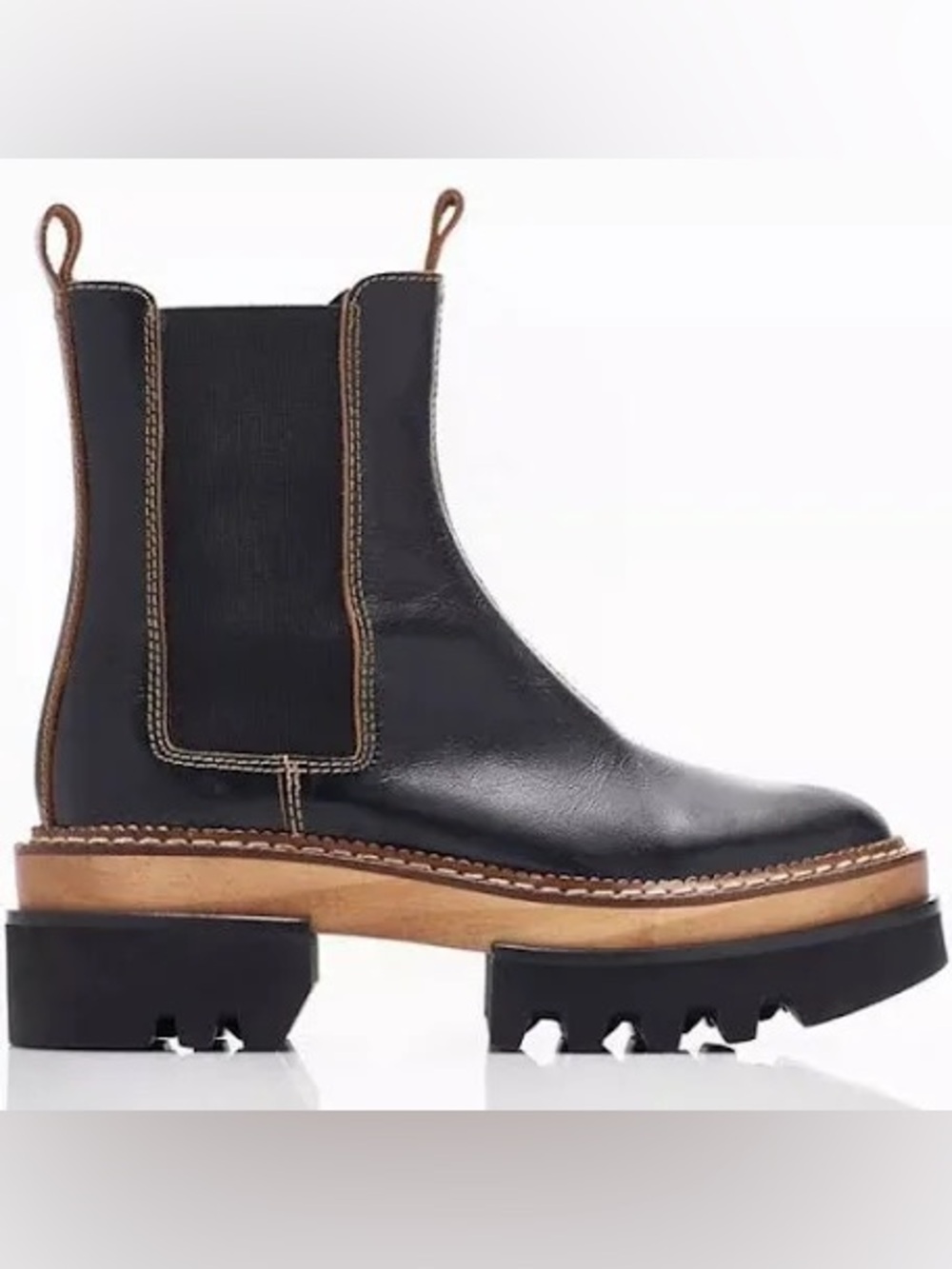 Free People Vance Chelsea Lug Sole Platform Women's Black Leather Boots Size 9.5